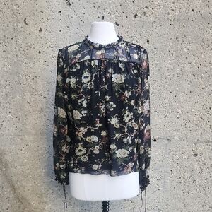 Wilfred Floral Black Sheer Top